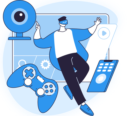 Gamer playing with VPN Super connected across devices